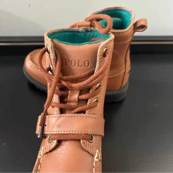 NWOB Polo Ralph Lauren Tan Burnished Leather Lace-Up Ranger Hi II Boot Size 11 - Picture 7 of 10